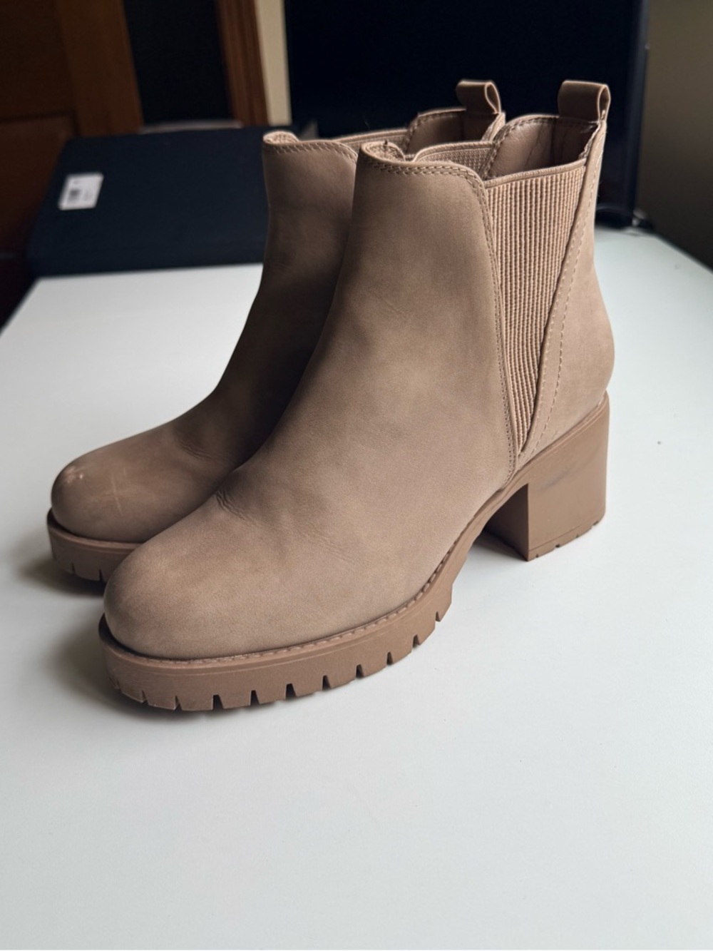 MIA Chunky Chelsea Ankle Boots in Taupe